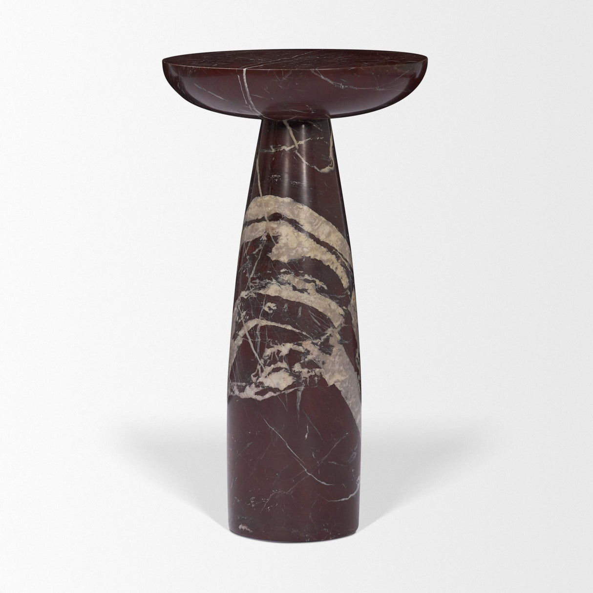 Mercana Bellancia Rosso Red Levanto Marble Pedastal Side Table
