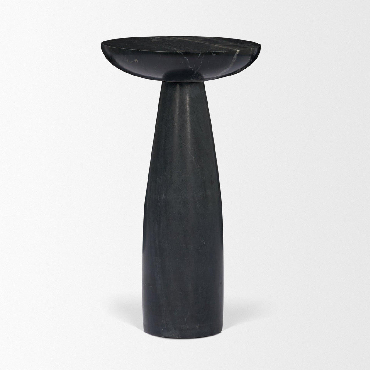 Mercana Bellancia Nero Black Marquina Marble Pedestal Side Table