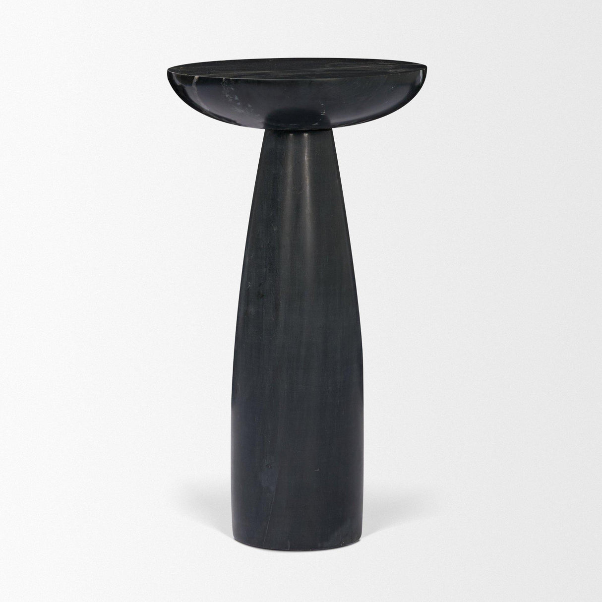 Mercana Bellancia Nero Black Marquina Marble Pedestal Side Table