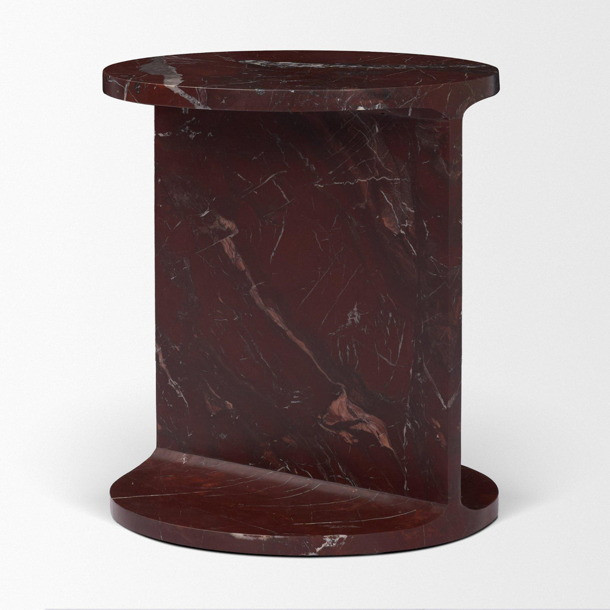 Mercana Forma Rosso Red Marble Round Side Table