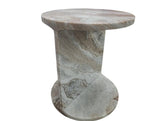 Mercana Forma Rosa Pink Marble Round Side Table