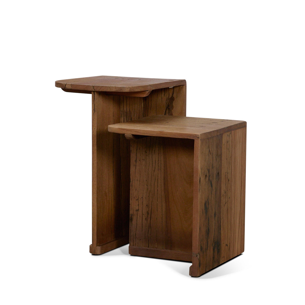Mercana Lucan Mid-Dark Brown Reclaimed Wood Side Tables