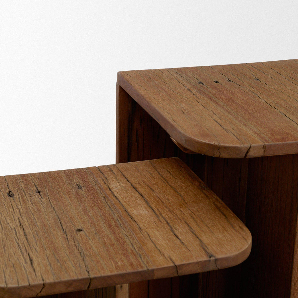 Mercana Lucan Mid-Dark Brown Reclaimed Wood Side Tables