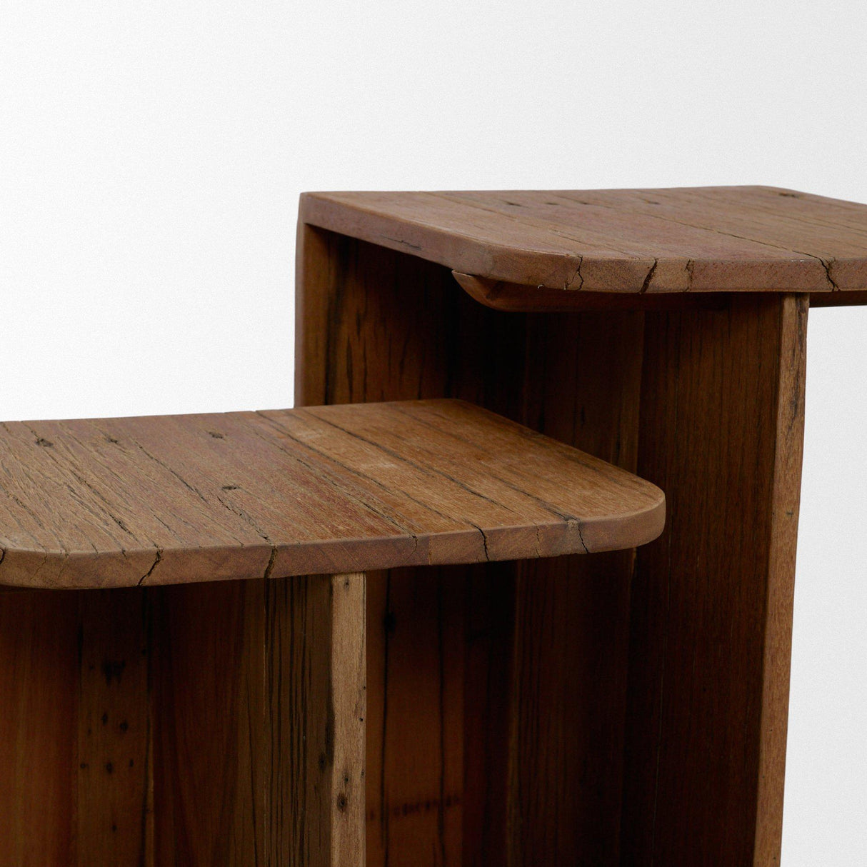 Mercana Lucan Mid-Dark Brown Reclaimed Wood Side Tables