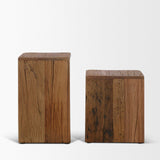 Mercana Lucan Mid-Dark Brown Reclaimed Wood Side Tables