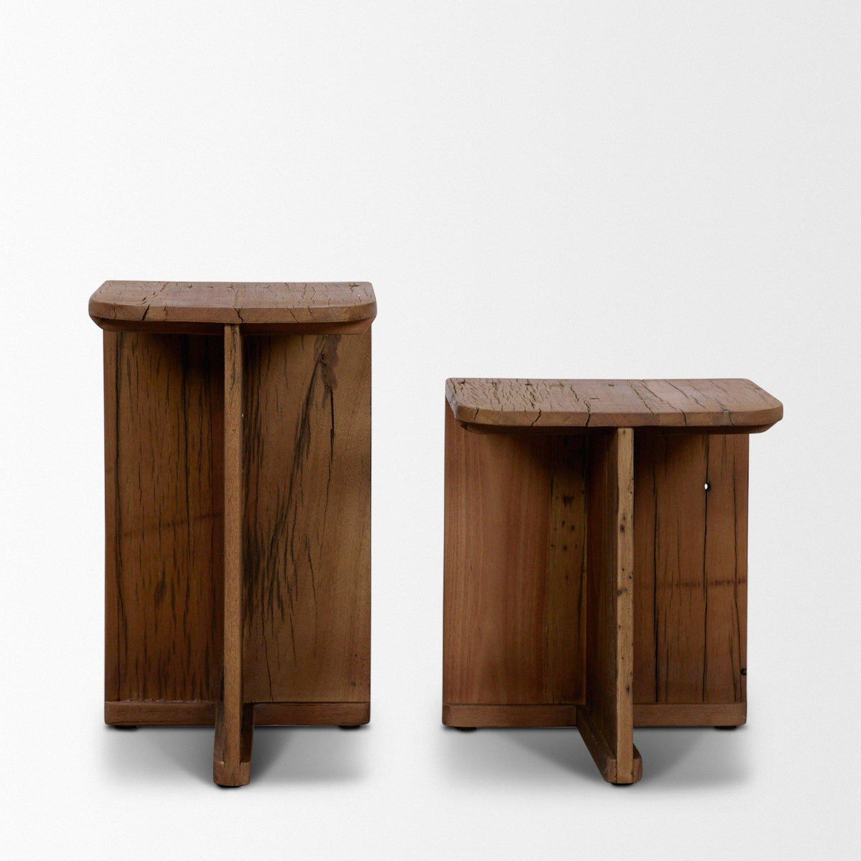 Mercana Lucan Mid-Dark Brown Reclaimed Wood Side Tables
