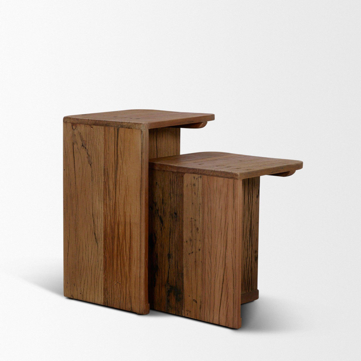 Mercana Lucan Mid-Dark Brown Reclaimed Wood Side Tables