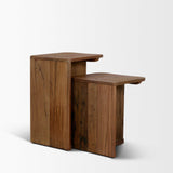 Mercana Lucan Mid-Dark Brown Reclaimed Wood Side Tables