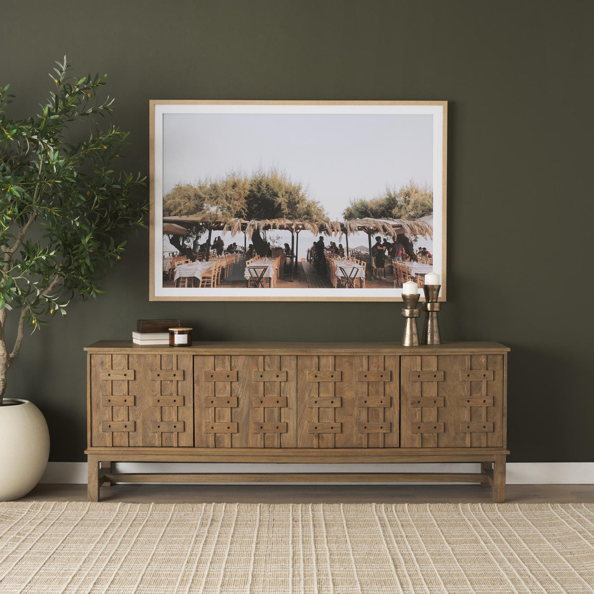 Mercana Truss Cool Brown Wood 4 Door Closed Sideboard