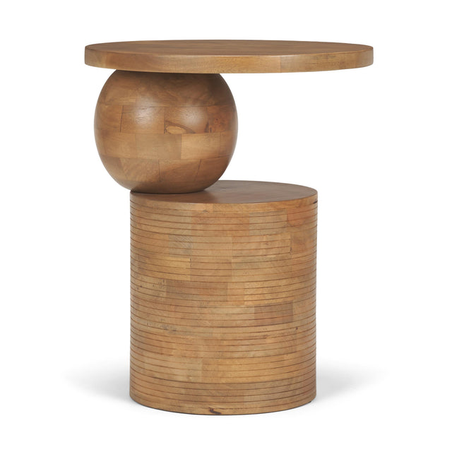 Mercana Stack Light Brown Wood Geometric Accent Table