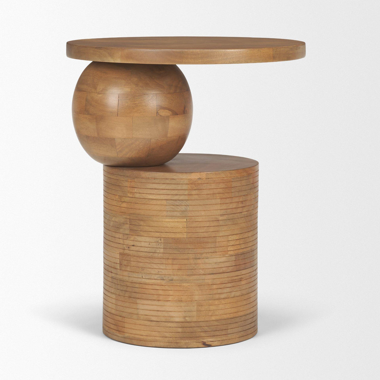 Mercana Stack Light Brown Wood Geometric Accent Table