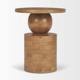 Mercana Stack Light Brown Wood Geometric Accent Table