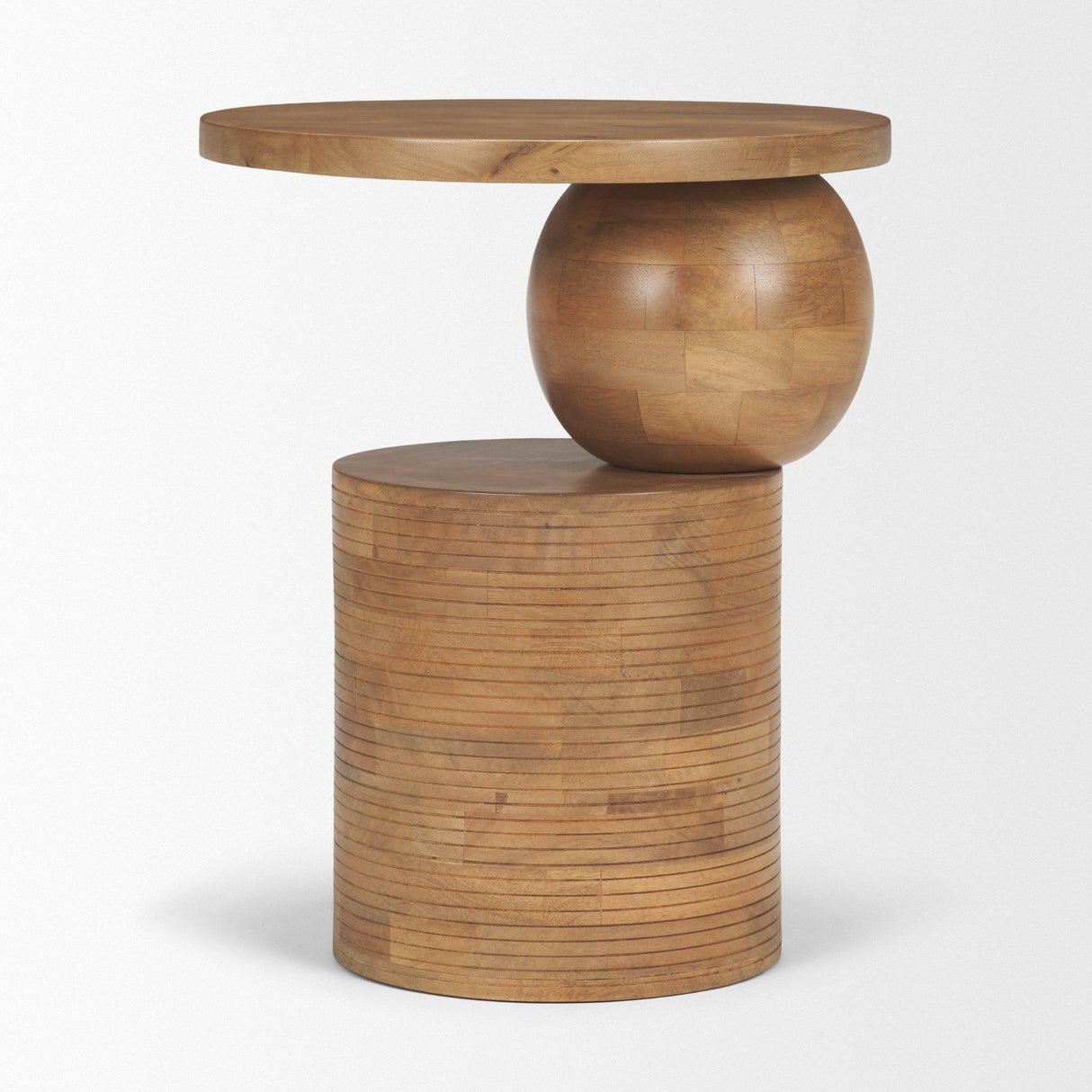 Mercana Stack Light Brown Wood Geometric Accent Table
