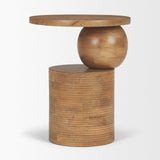 Mercana Stack Light Brown Wood Geometric Accent Table