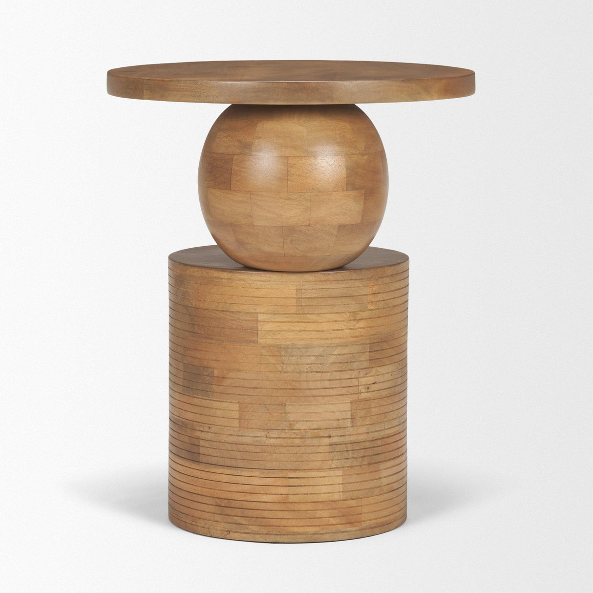 Mercana Stack Light Brown Wood Geometric Accent Table