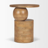 Mercana Stack Light Brown Wood Geometric Accent Table