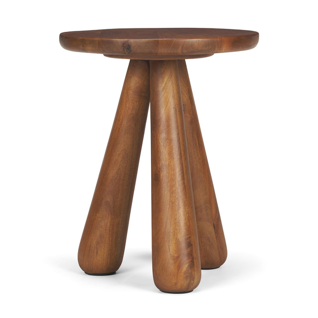 Mercana Mora Medium Brown Wood 3-Legged Accent Table