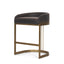 Mercana Hollyfield II Charcoal-Brown Leather Seat Gold Metal Base Counter Stool