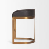 Mercana Hollyfield II Charcoal-Brown Leather Seat Gold Metal Base Counter Stool