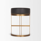 Mercana Hollyfield II Charcoal-Brown Leather Seat Gold Metal Base Counter Stool