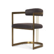 Mercana Hollyfield II Charcoal-Brown Leather Seat Gold Iron Frame Dining Chair