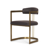 Mercana Hollyfield II Charcoal-Brown Leather Seat Gold Iron Frame Dining Chair