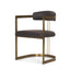 Mercana Hollyfield II Charcoal-Brown Leather Seat Gold Iron Frame Dining Chair