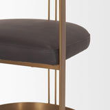 Mercana Hollyfield II Charcoal-Brown Leather Seat Gold Iron Frame Dining Chair
