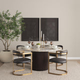 Mercana Hollyfield II Charcoal-Brown Leather Seat Gold Iron Frame Dining Chair