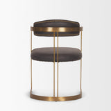 Mercana Hollyfield II Charcoal-Brown Leather Seat Gold Iron Frame Dining Chair