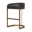 Mercana Hollyfield II Charcoal-Brown LeatherSeat Gold Metal Base Bar Stool