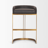 Mercana Hollyfield II Charcoal-Brown LeatherSeat Gold Metal Base Bar Stool