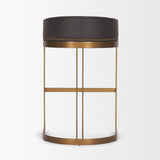 Mercana Hollyfield II Charcoal-Brown LeatherSeat Gold Metal Base Bar Stool