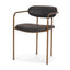 Mercana Parker Charcoal-Brown Leather Seat Gold Metal Dining Chair