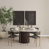 Mercana Parker Charcoal-Brown Leather Seat Gold Metal Dining Chair