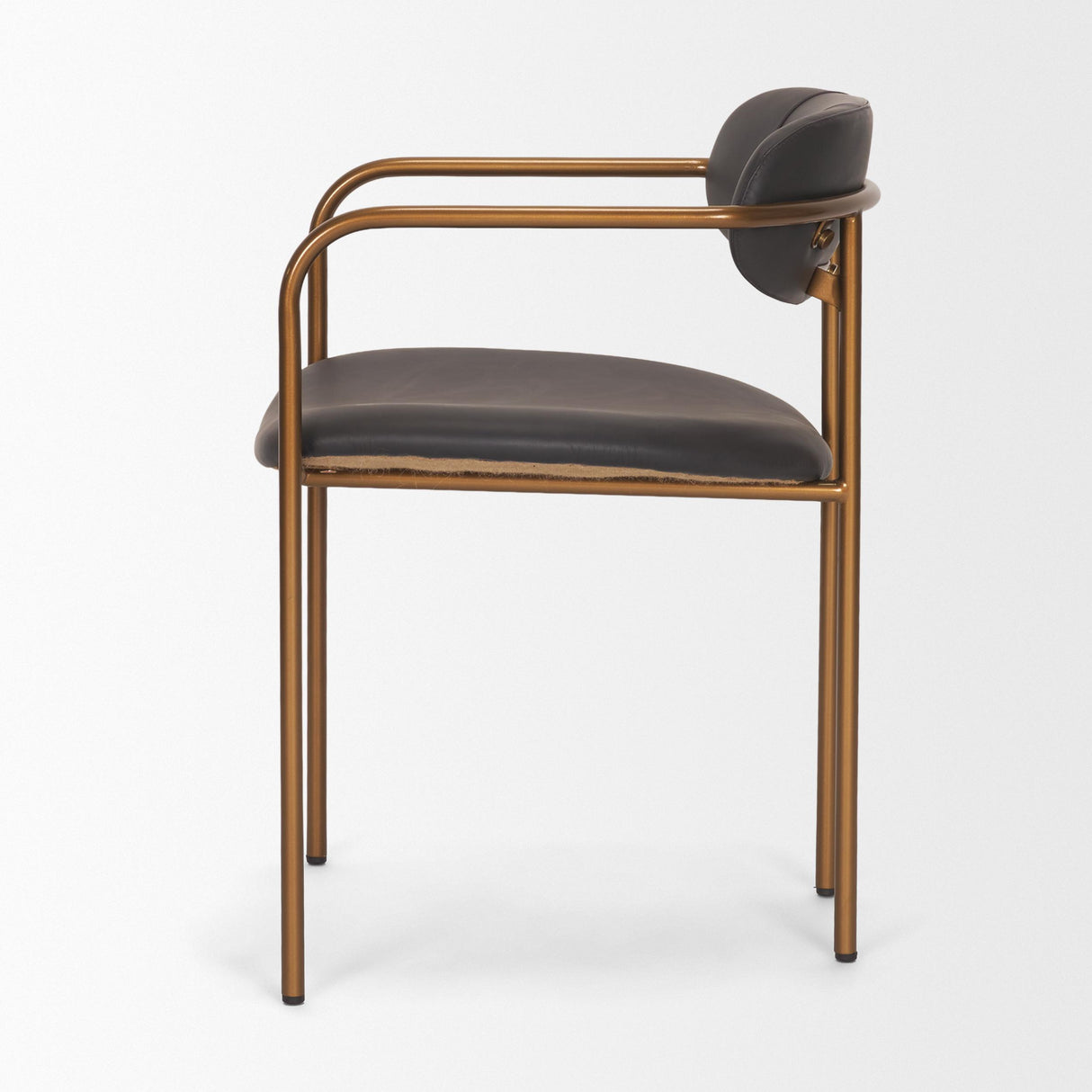 Mercana Parker Charcoal-Brown Leather Seat Gold Metal Dining Chair