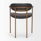 Mercana Parker Charcoal-Brown Leather Seat Gold Metal Dining Chair
