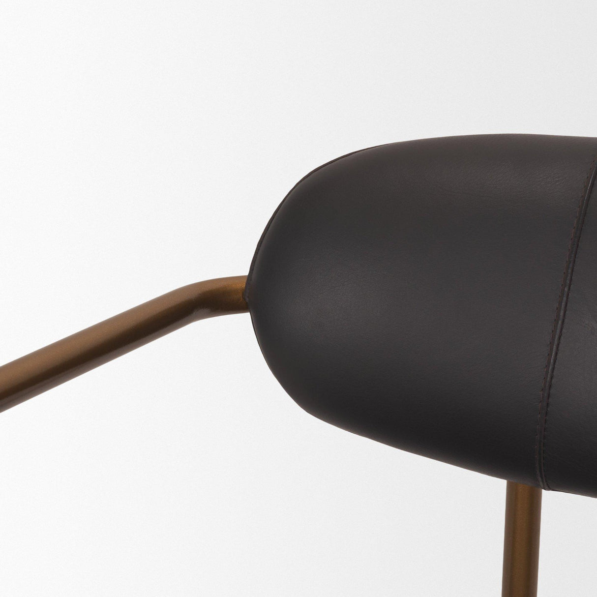 Mercana Parker Charcoal-Brown Leather Seat Gold Metal Dining Chair