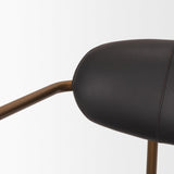 Mercana Parker Charcoal-Brown Leather Seat Gold Metal Dining Chair