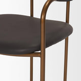 Mercana Parker Charcoal-Brown Leather Seat Gold Metal Dining Chair