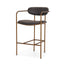 Mercana Parker Charcoal-Brown Leather Seat Gold Metal Counter Stool