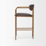 Mercana Parker Charcoal-Brown Leather Seat Gold Metal Counter Stool