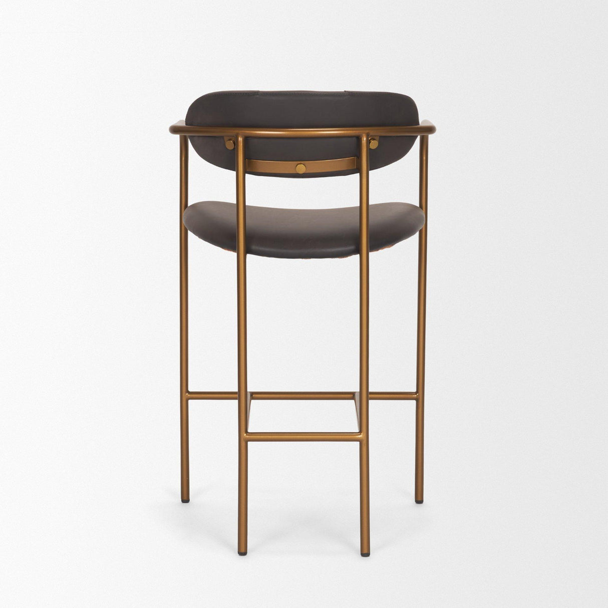 Mercana Parker Charcoal-Brown Leather Seat Gold Metal Counter Stool