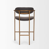 Mercana Parker Charcoal-Brown Leather Seat Gold Metal Counter Stool