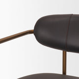 Mercana Parker Charcoal-Brown Leather Seat Gold Metal Counter Stool