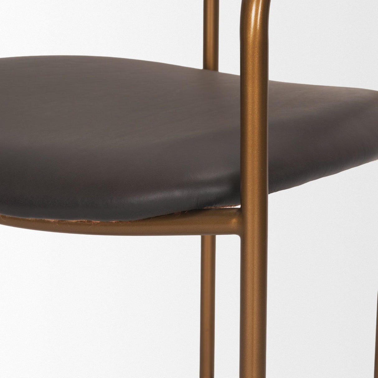 Mercana Parker Charcoal-Brown Leather Seat Gold Metal Counter Stool