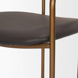 Mercana Parker Charcoal-Brown Leather Seat Gold Metal Counter Stool