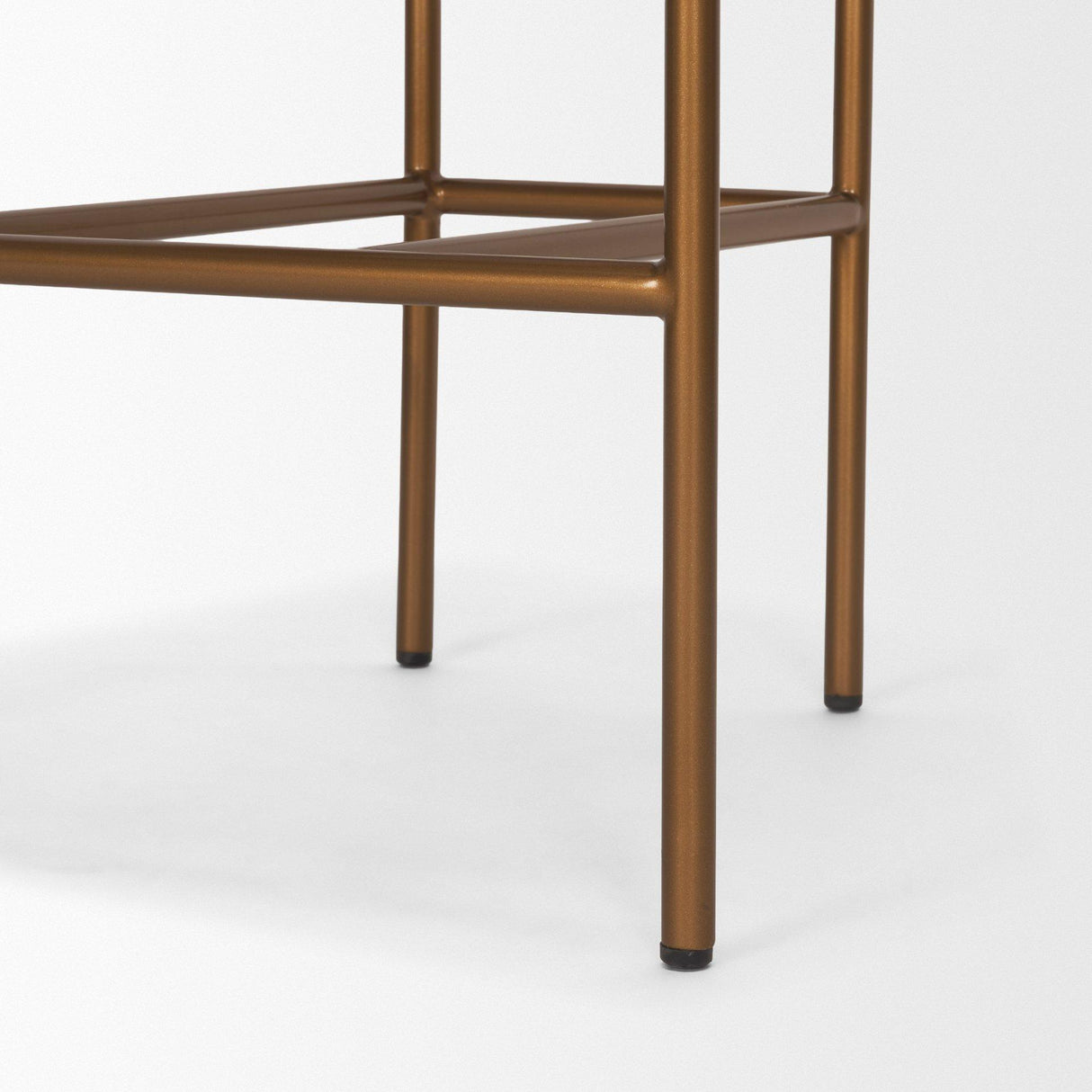 Mercana Parker Charcoal-Brown Leather Seat Gold Metal Counter Stool