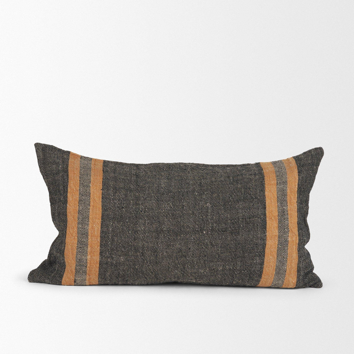 Mercana Mercer 14x26 Lumbar Black w/ Orange Stripes Decorative Pillow Cover