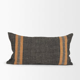 Mercana Mercer 14x26 Lumbar Black w/ Orange Stripes Decorative Pillow Cover